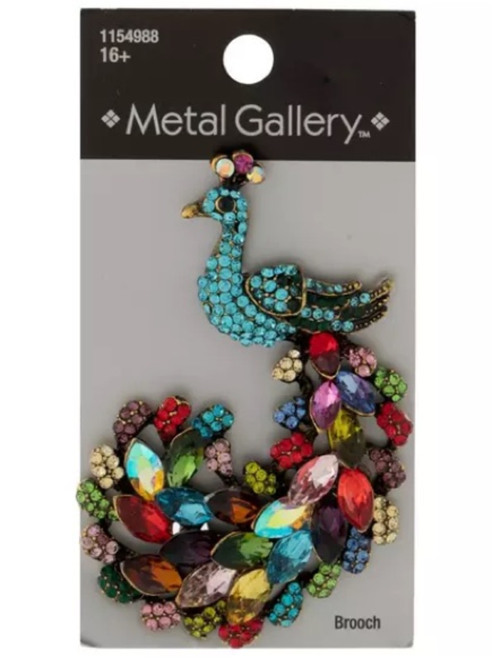 New Metal Gallery Multicolor Peacock Brooch